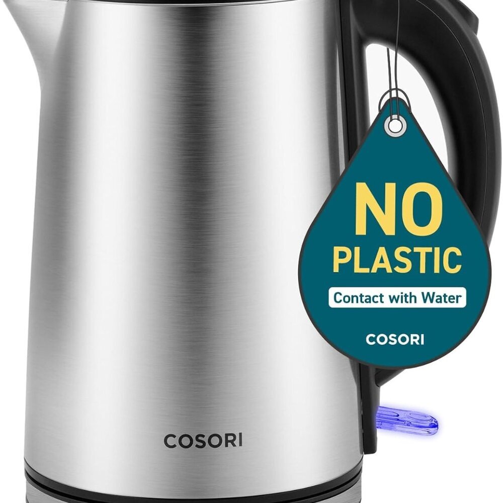 Electric Kettle, No Plastic Inner Lid, Filter and Spout, Double Wall Stainless S